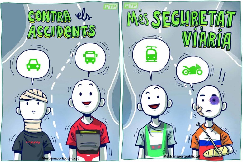 el transporte publico nos da mas motos, accidente en moto, publicidad motos, ayuntamiento de barcelona, anesdor